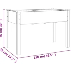 Plantningsbænke^Plantekasse med foring og hjul - Massivt fyrretræ | Størrelse: 118x59x80 cm | Farve: Grå
