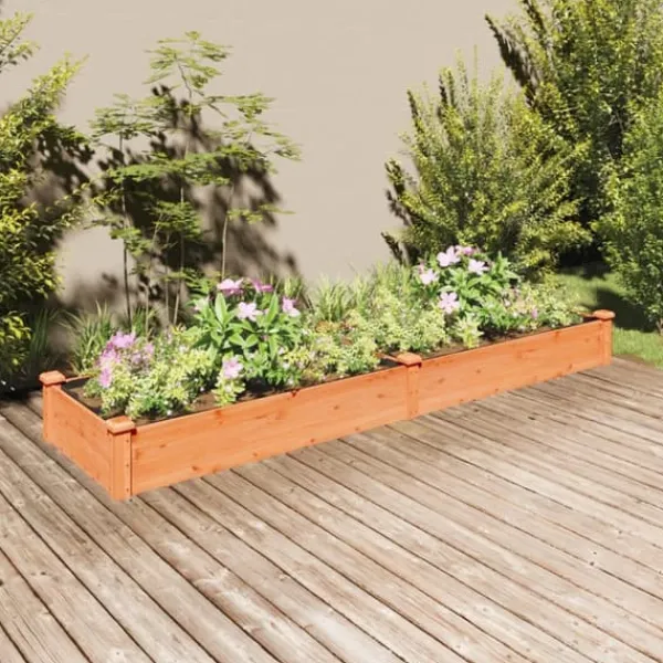 Online Plantekasse med foring 240x60x25 cm massivt fyrretræ brun - Højbed - Højbede - Home & Living Plantningsbænke