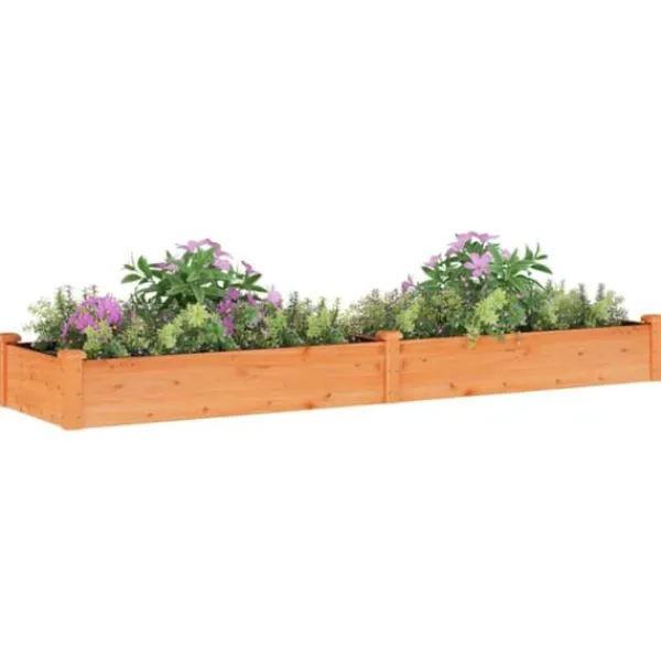 Online Plantekasse med foring 240x60x25 cm massivt fyrretræ brun - Højbed - Højbede - Home & Living Plantningsbænke