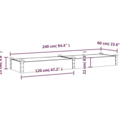 Online Plantekasse med foring 240x60x25 cm massivt fyrretræ brun - Højbed - Højbede - Home & Living Plantningsbænke