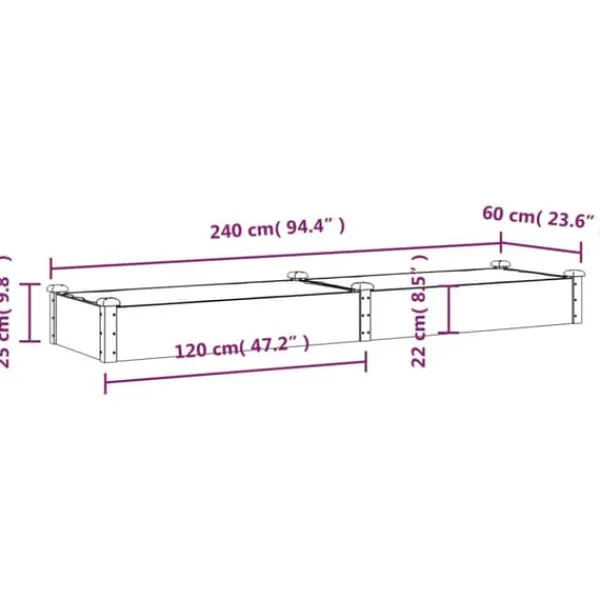 Online Plantekasse med foring 240x60x25 cm massivt fyrretræ brun - Højbed - Højbede - Home & Living Plantningsbænke
