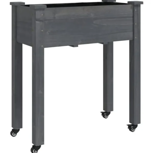 New Plantekasse med foring 71x37x80 cm massivt fyrretræ grå - Plantekasse - Plantekasser - Home & Living Plantningsbænke