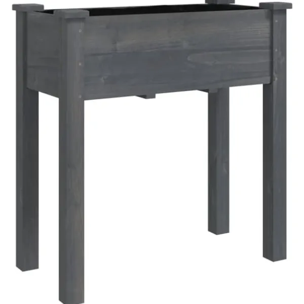 New Plantekasse med foring 71x37x80 cm massivt fyrretræ grå - Plantekasse - Plantekasser - Home & Living Plantningsbænke