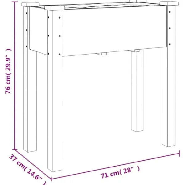 New Plantekasse med foring 71x37x80 cm massivt fyrretræ grå - Plantekasse - Plantekasser - Home & Living Plantningsbænke