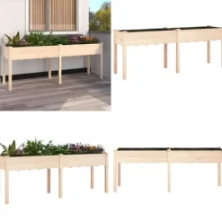 Outlet Plantekasse med foring 203x53x76 cm massivt fyrretræ - Plantekasse - Plantekasser - Home & Living Plantningsbænke