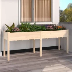 Outlet Plantekasse med foring 203x53x76 cm massivt fyrretræ - Plantekasse - Plantekasser - Home & Living Plantningsbænke