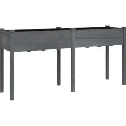 Sale Plantekasse med foring 161x45x76 cm - Massivt fyrretræ | Farve: Grå Plantningsbænke