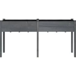 Sale Plantekasse med foring 161x45x76 cm - Massivt fyrretræ | Farve: Grå Plantningsbænke