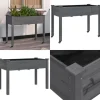Outlet Plantekasse med foring 118x59x80 cm massivt fyrretræ grå - Plantekasse - Plantekasser - Home & Living Krukker & Plantebeholdere