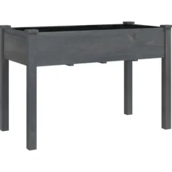 Outlet Plantekasse med foring 118x59x80 cm massivt fyrretræ grå - Plantekasse - Plantekasser - Home & Living Krukker & Plantebeholdere