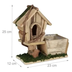 Til Fugle & Småvildt^Plantekasse med fuglehus, 25x23x12 cm, Natur