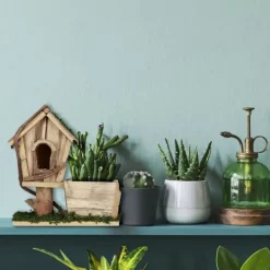 Til Fugle & Småvildt^Plantekasse med fuglehus, 25x23x12 cm, Natur