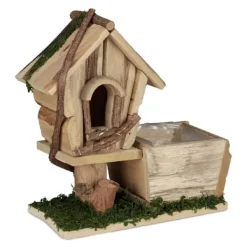 Til Fugle & Småvildt^Plantekasse med fuglehus, 25x23x12 cm, Natur