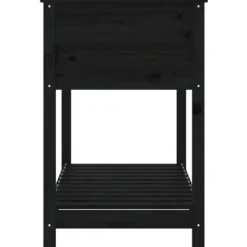 New Plantekasse med hylde i massivt fyrretræ - Ergonomisk design | Størrelse: 111,5x54x81 cm | Farve: Sort Plantningsbænke
