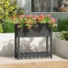 Best Plantekasse med hylde i massivt fyrretræ - Ergonomisk højbed | Størrelse: 82,5x34,5x81 cm | Farve: Grå Plantningsbænke