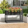 Plantningsbænke^Plantekasse med hylde i massivt fyrretræ - Højbed til blomster | 111,5x54x81 cm | Farve: Grå