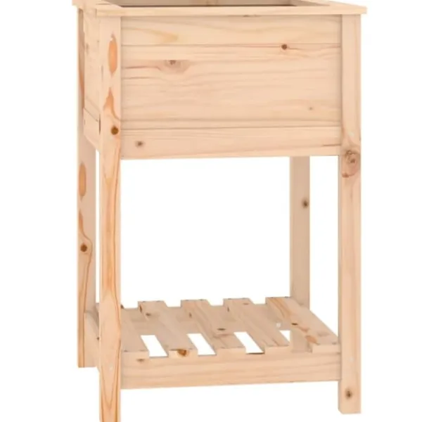 Plantningsbænke^Plantekasse med hylde i massivt fyrretræ | Størrelse: 54x54x81 cm