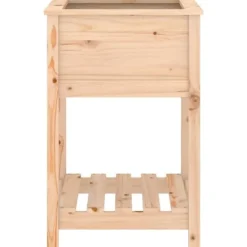 Plantningsbænke^Plantekasse med hylde i massivt fyrretræ | Størrelse: 54x54x81 cm