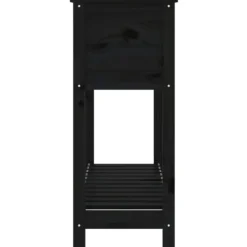 Clearance Plantekasse med hylde i massivt fyrretræ - Ergonomisk design | Størrelse: 111,5x34,5x81 cm | Farve: Sort Plantningsbænke