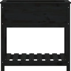 Plantningsbænke^Plantekasse med hylde i massivt fyrretræ - Ergonomisk design | Størrelse: 82,5x34,5x81 cm | Farve: Sort