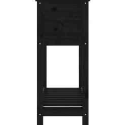 Plantningsbænke^Plantekasse med hylde i massivt fyrretræ - Ergonomisk design | Størrelse: 82,5x34,5x81 cm | Farve: Sort