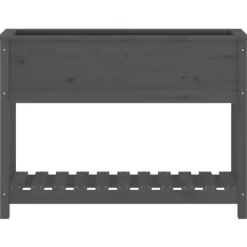 Clearance Plantekasse med hylde i massivt fyrretræ - Ergonomisk højbed | Størrelse: 111,5x34,5x81 cm | Farve: Grå Plantningsbænke