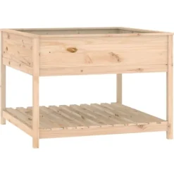 Outlet Plantekasse med hylde i massivt fyrretræ - Højbed | Størrelse: 111,5x111,5x81 cm Plantningsbænke