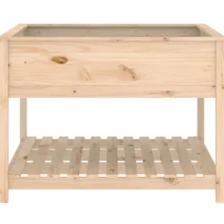 Outlet Plantekasse med hylde i massivt fyrretræ - Højbed | Størrelse: 111,5x111,5x81 cm Plantningsbænke