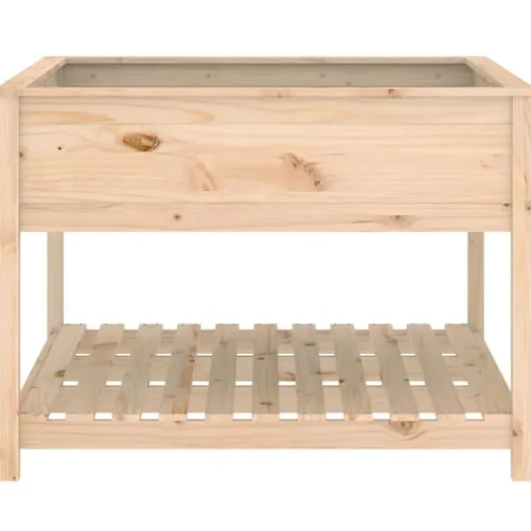Outlet Plantekasse med hylde i massivt fyrretræ - Højbed | Størrelse: 111,5x111,5x81 cm Plantningsbænke