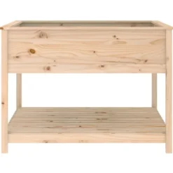 Outlet Plantekasse med hylde i massivt fyrretræ - Højbed | Størrelse: 111,5x111,5x81 cm Plantningsbænke