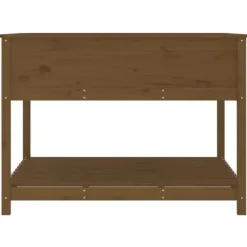 Plantningsbænke^Plantekasse med hylde i massivt fyrretræ - Ergonomisk | Størrelse: 111,5x111,5x81 cm | Farve: Brun