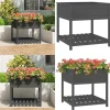 Plantningsbænke^Plantekasse med hylde 82,5x82,5x81 cm massivt fyrretræ grå - Plantekasse - Plantekasser - Home & Living