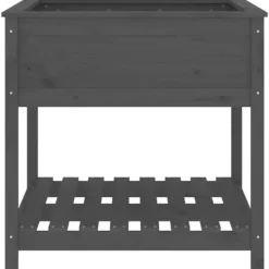 Plantningsbænke^Plantekasse med hylde 82,5x82,5x81 cm massivt fyrretræ grå - Plantekasse - Plantekasser - Home & Living