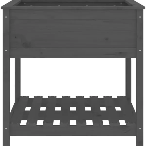 Plantningsbænke^Plantekasse med hylde 82,5x82,5x81 cm massivt fyrretræ grå - Plantekasse - Plantekasser - Home & Living