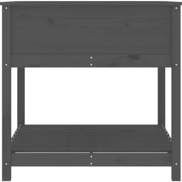 Plantningsbænke^Plantekasse med hylde 82,5x82,5x81 cm massivt fyrretræ grå - Plantekasse - Plantekasser - Home & Living