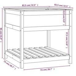 Plantningsbænke^Plantekasse med hylde 82,5x82,5x81 cm massivt fyrretræ grå - Plantekasse - Plantekasser - Home & Living