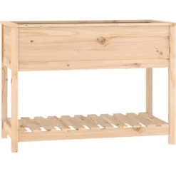 Best Plantekasse med hylde 111,5x54x81 cm massivt fyrretræ - Plantekasse - Plantekasser - Home & Living Plantningsbænke