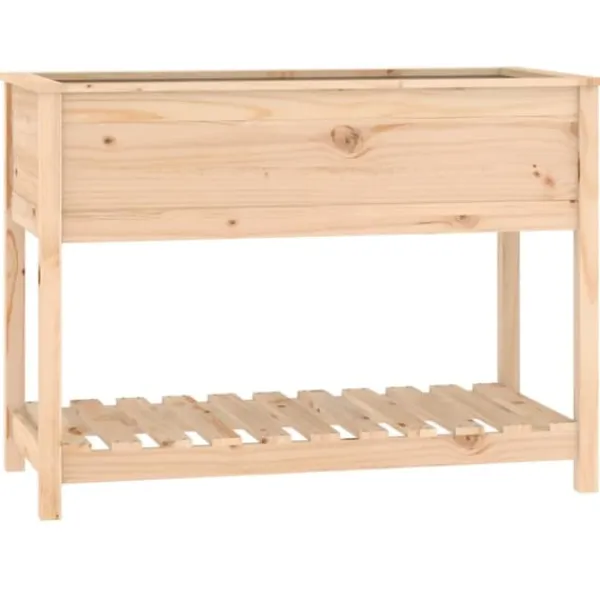 Best Plantekasse med hylde 111,5x54x81 cm massivt fyrretræ - Plantekasse - Plantekasser - Home & Living Plantningsbænke