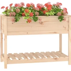 Best Plantekasse med hylde 111,5x54x81 cm massivt fyrretræ - Plantekasse - Plantekasser - Home & Living Plantningsbænke