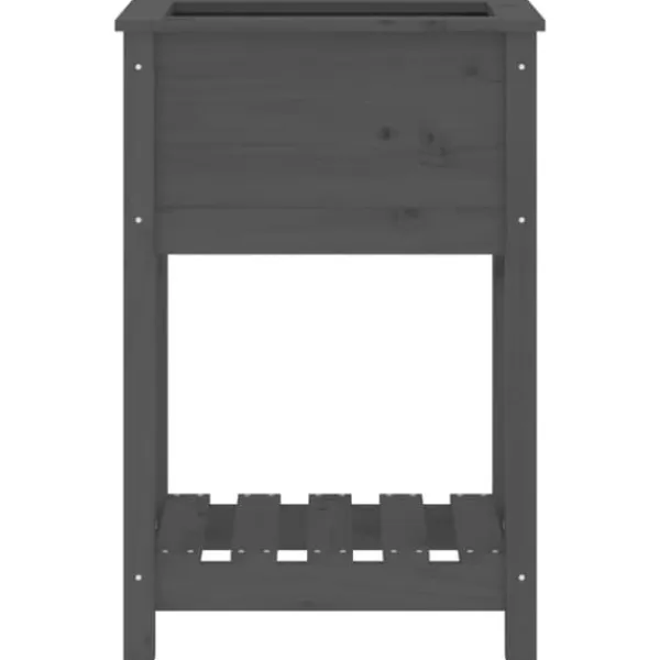 Plantningsbænke^Plantekasse med hylde 54x34,5x81 cm massivt fyrretræ grå - Plantekasse - Plantekasser - Home & Living