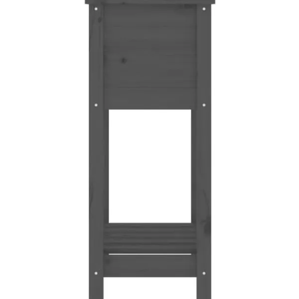 Plantningsbænke^Plantekasse med hylde 54x34,5x81 cm massivt fyrretræ grå - Plantekasse - Plantekasser - Home & Living