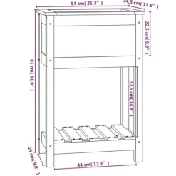 Plantningsbænke^Plantekasse med hylde 54x34,5x81 cm massivt fyrretræ grå - Plantekasse - Plantekasser - Home & Living