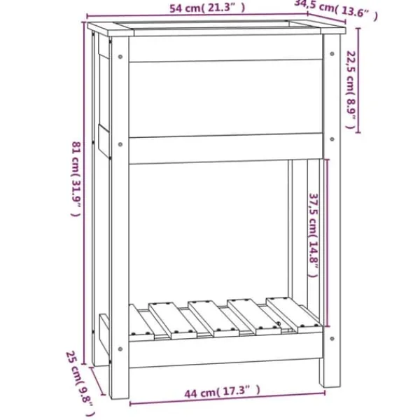 Plantningsbænke^Plantekasse med hylde 54x34,5x81 cm massivt fyrretræ grå - Plantekasse - Plantekasser - Home & Living