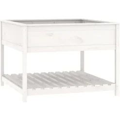 Hot Plantekasse med hylde 111,5x111,5x81 cm massivt fyrretræ hvid - Plantekasse - Plantekasser - Home & Living Plantningsbænke