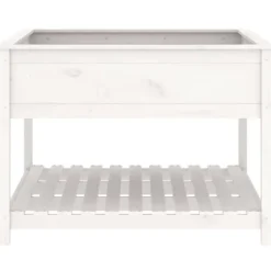 Hot Plantekasse med hylde 111,5x111,5x81 cm massivt fyrretræ hvid - Plantekasse - Plantekasser - Home & Living Plantningsbænke