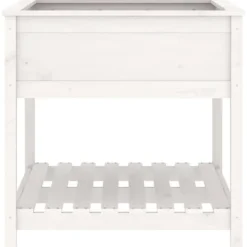 New Plantekasse med hylde 82,5x82,5x81 cm massivt fyrretræ hvid - Plantekasse - Plantekasser - Home & Living Plantningsbænke