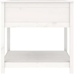 New Plantekasse med hylde 82,5x82,5x81 cm massivt fyrretræ hvid - Plantekasse - Plantekasser - Home & Living Plantningsbænke