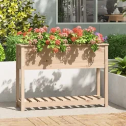 Plantningsbænke^Plantekasse med hylde 111,5x34,5x81 cm massivt fyrretræ - Plantekasse - Plantekasser - Home & Living