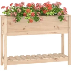 Plantningsbænke^Plantekasse med hylde 111,5x34,5x81 cm massivt fyrretræ - Plantekasse - Plantekasser - Home & Living