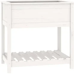 Plantningsbænke^Plantekasse med hylde 82,5x54x81 cm massivt fyrretræ hvid - Plantekasse - Plantekasser - Home & Living